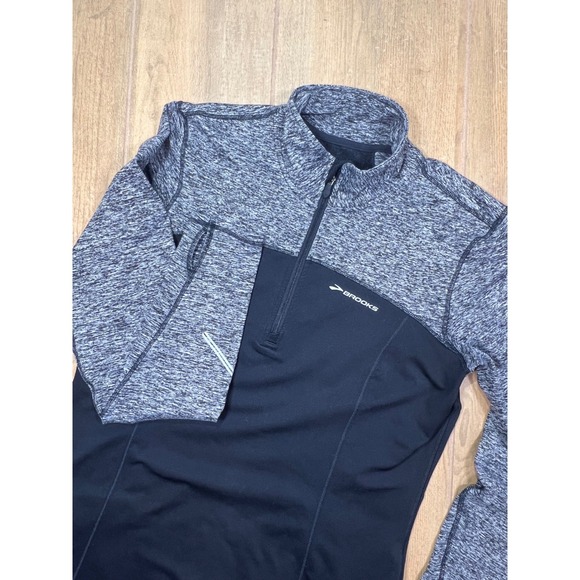 Brooks Tops - Brooks Womens Equilibrium Quarter Zip Fleece Running Top Black Grey Size‎ M